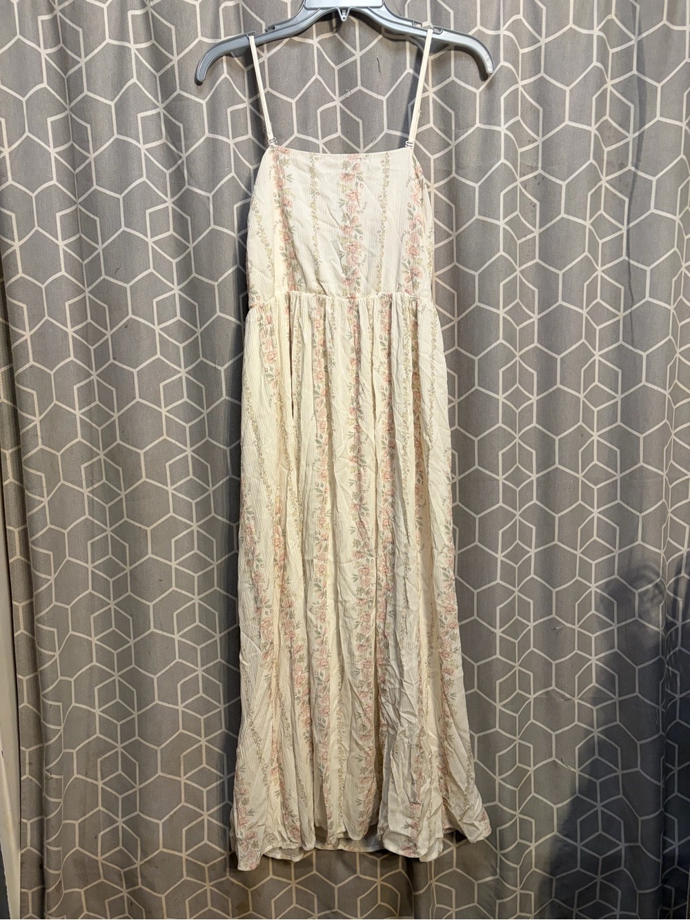 Celebrity Pink Cream Maxi Dress with Pink Floral Print